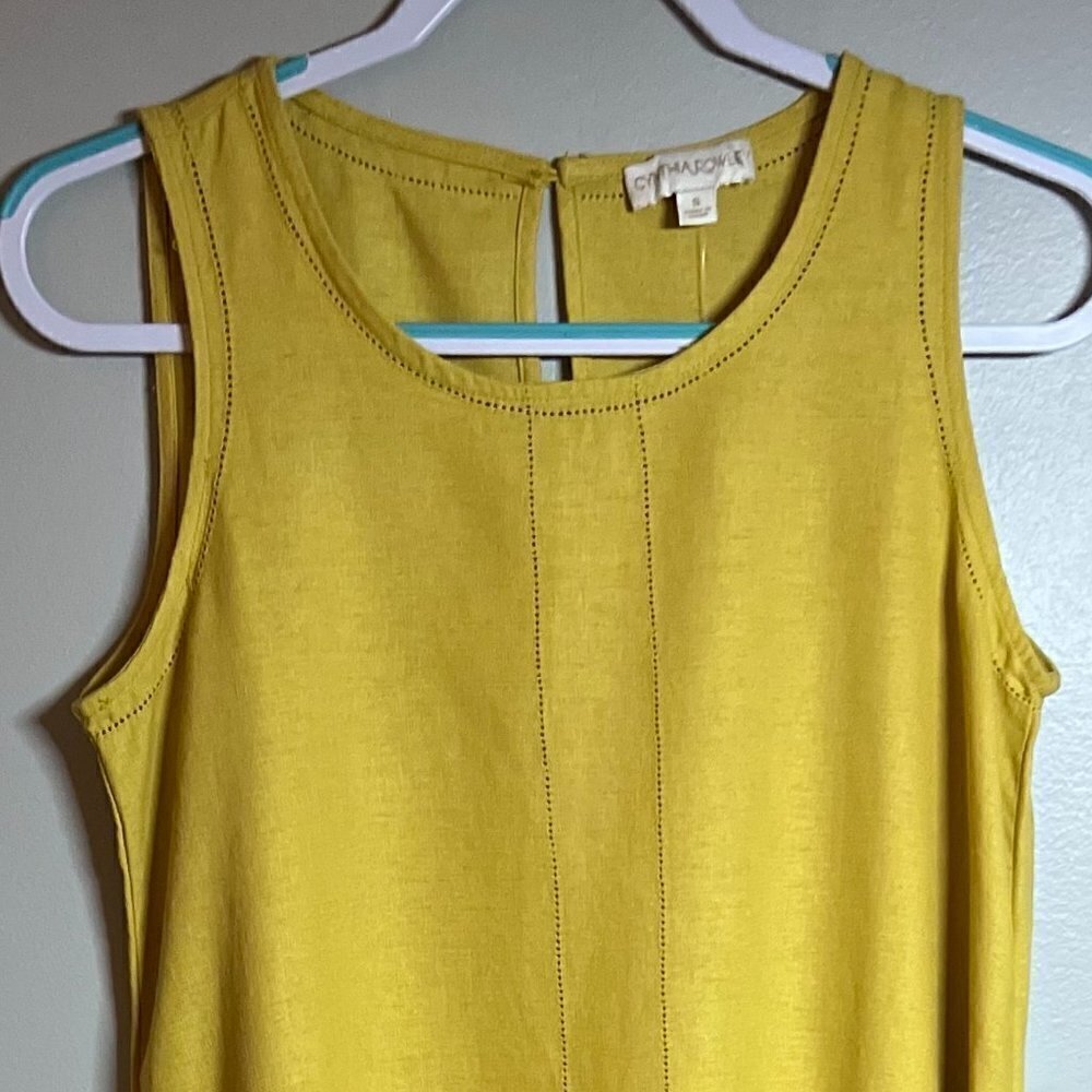 Cynthia Rowley Gold Linen Viscose Blend Asymmetric Cocktail Dress Size M